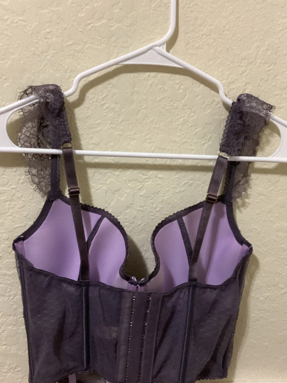Victoria's Secret Lavender and Charcoal Lace Longline Bra